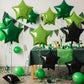 TONIFUL 15Pcs 18 Inch Large Green Black Star Shape Foil Balloons Big Stars Helium Mylar Ballons for Birthday Wedding Baby Shower