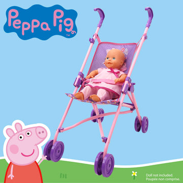 Peppa Pig Doll Umbrella Stroller - Pink & White Dots - Fits Dolls Up to 24" - Easy to Fold - Model T702037 - For Kids Ages 3+