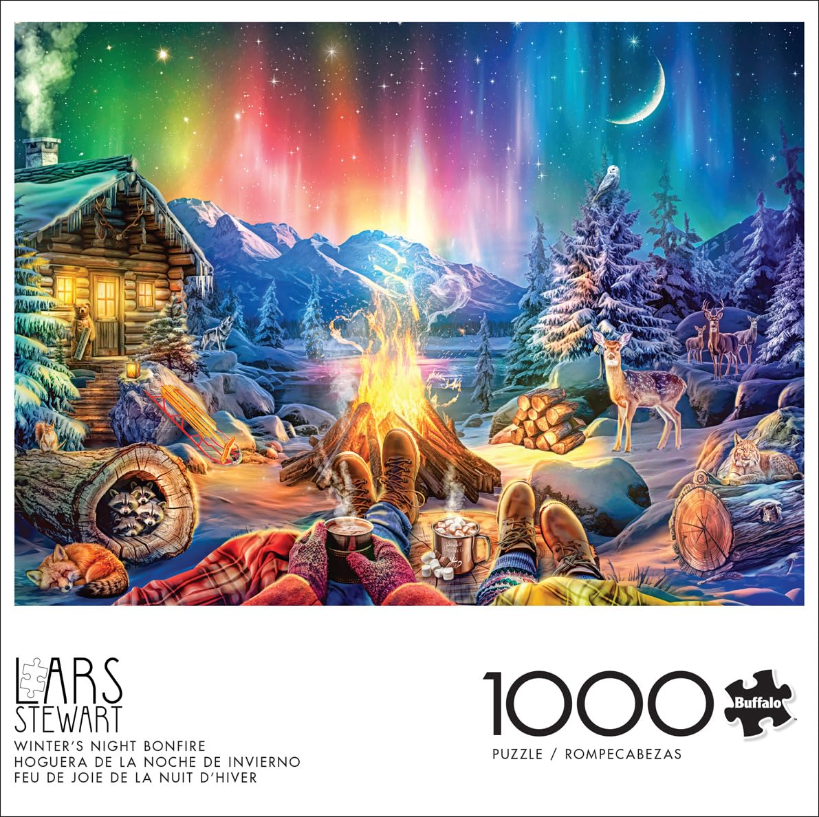 Buffalo Games LARS Winter's Night Bonfire 1000 Piece Jigsaw Puzzle - Large Multicolor Paper Model 13807 for Adults
