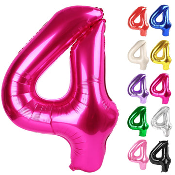 Hot Pink Number 4 Balloon 40 Inch, 4 Balloon Number, 4Th Birthday Decorations, Hot Pink Party Supplies For Boys Girls