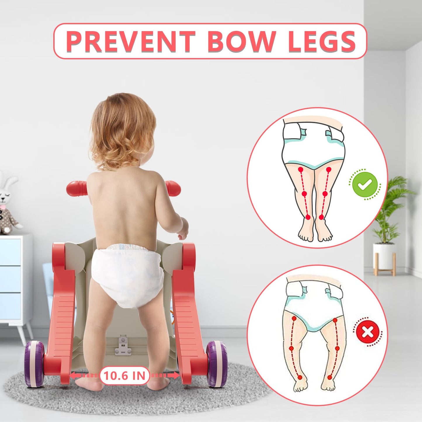 HYES Upgraded 5 in 1 Baby Walker and Activity Center for Baby Girl, Learning to Walk, Sit to Stand, Early Learning Push Toys for