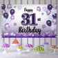 LASKYER Happy 31st Birthday Decorations,31st Purple Balloon Large Birthday Banner Backdrop Sign,31 Years Old Bday Party Supplies