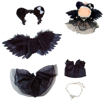 Mrwtesio Doll Clothes for Lububu enhanced Black 5-Piece Lububu Doll Outfits Set Clothing Accessories (No Doll) (Black)