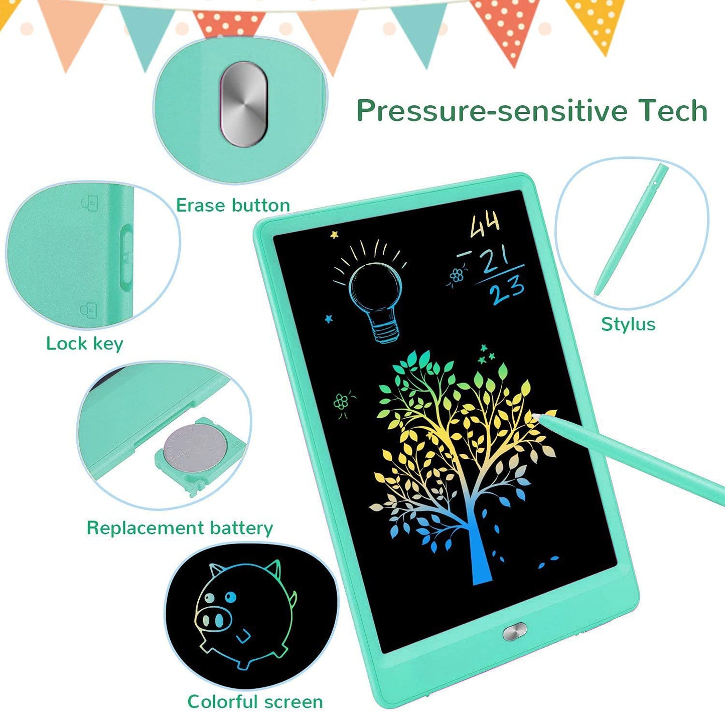 TEKFUN Kids Toys 10Inch LCD Writing Tablet, Mess Free Coloring Doodle Board, Drawing Pad for Kids Games Educational Toys for Age