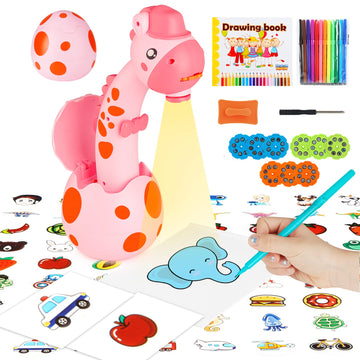 Ketiee Drawing Projector For Kids, Tracing And Drawing Projector Toy With Light & Music, Children Smart Projector Sketcher, Kids Art Projector With 72 Stencils For Boy Girl 3-8 Years Old (Pink)
