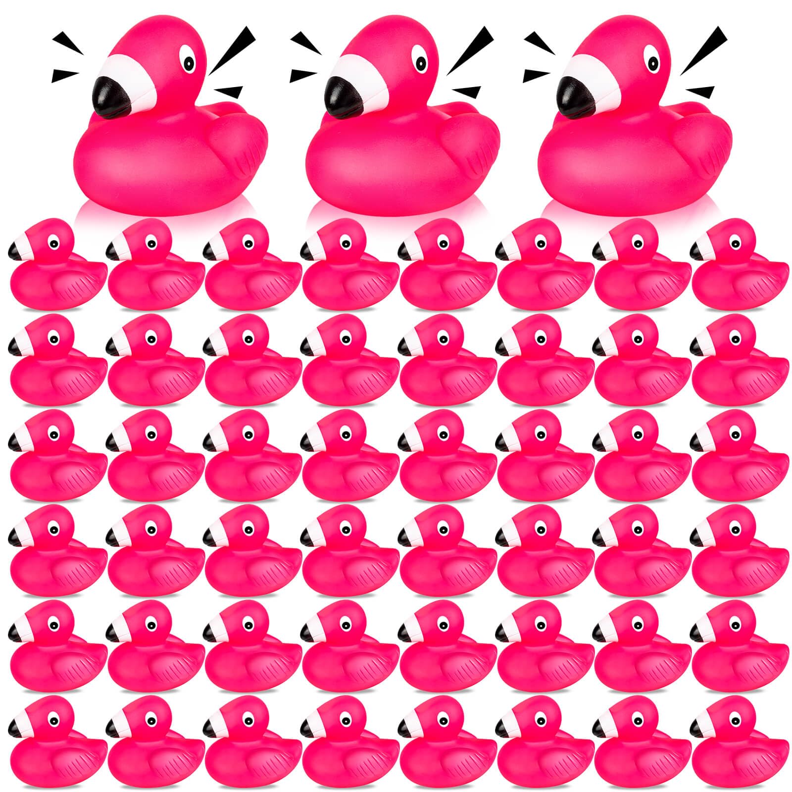 Flamingo Rubber Duckies For Kids, 24Pcs Pink Flamingo Duck Bath Toys Cute Floating Squeaky Mini Rubber Ducks For Baby Shower, Ca
