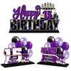 Lingteer Happy 15Th Birthday Purple Acrylic Table Topper Centerpieces Set - Cheers To Fifteen Years Old Birthday 15Th Bday Party Gift Decorations.