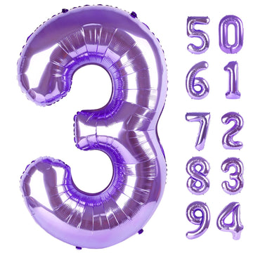 Purple 3 Balloon, Number Balloon 40 Inch, 3Rd Three Year Old Birthday Deco, Purple Party Supplies For Party Decorations, Number