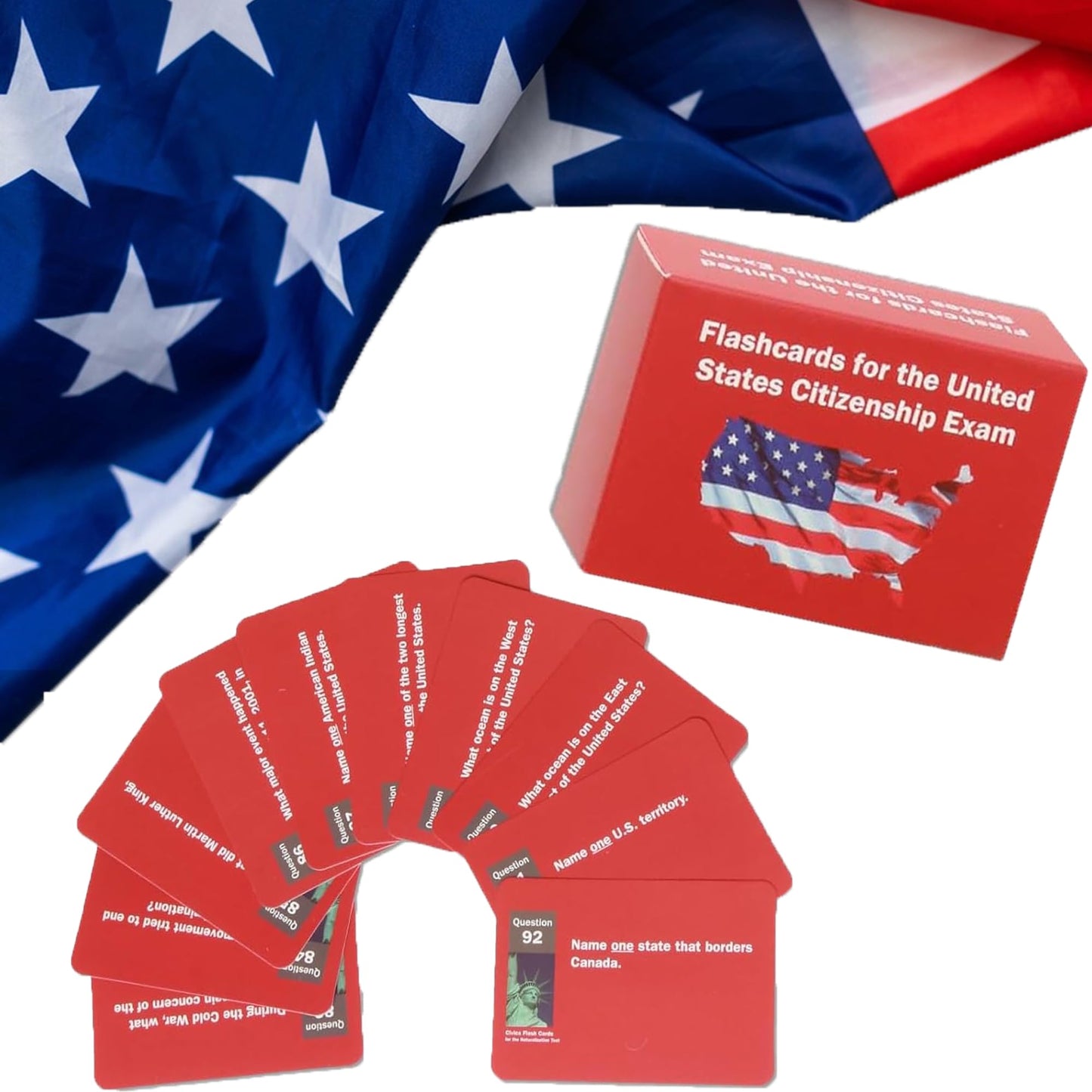 Generic Us Citizenship Flash Cards 2024, Naturalization Test Study American Civics 100 Uscis Questions And Answers Flashcards(1 Set), Medium