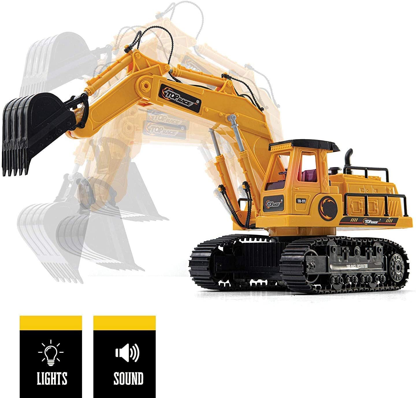 Top Race Remote Control Dump Truck - 5-Channel Electric Radio Control Construction Vehicles - Realistic Toy with Lights and Soun