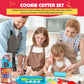 Kids Cooking & Baking Sets Real, Toddler Kitchen Toys, 24 Assorted Cookie Cutters - with Rolling Pin, Silicone Baking Pan, and N