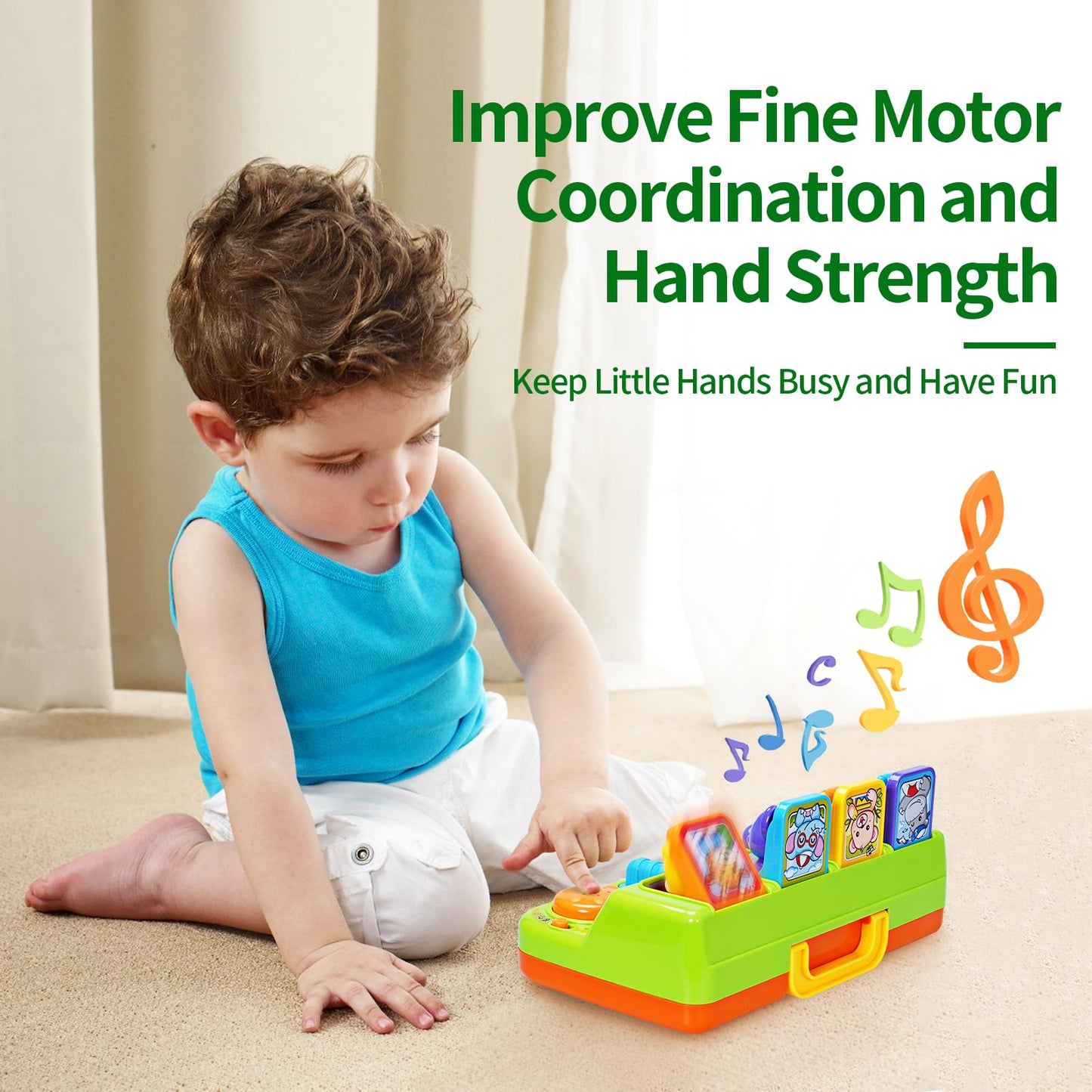 Fs Toddler Pop Up Toy With Music And Light, Cause And Effect Toys For 6 9 12 18 Month Old Baby Toys, Early Learning Educational Toys For 1 2 3 Year Old Boy And Girls Gifts
