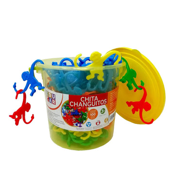 Mareta Bucket Of Monkeys Classic Game, 100-Pc Counting Games For Kids Ages 3+, Color Sorting, Linking, Motor Skills, Preschool H