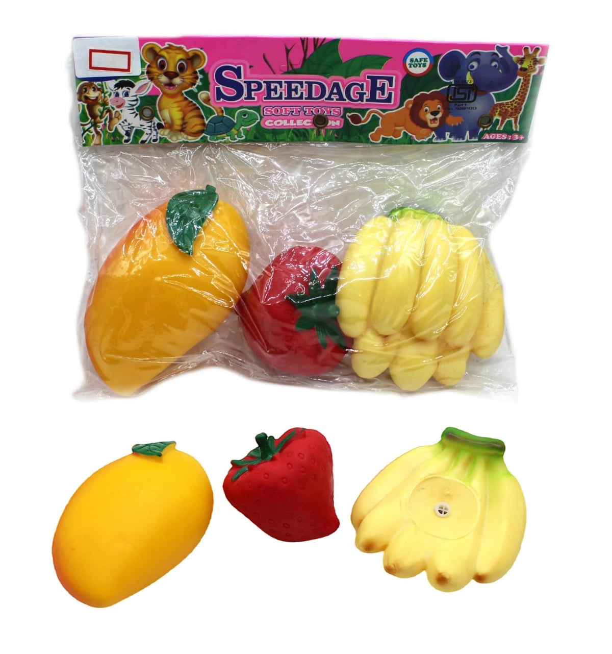 Neokiddo Very Beautiful 3 Piece Colorful Squeezy And Squeaky Fruit Toy Set Soft Sensory Toys For Babies And Toddlers Bath Time W