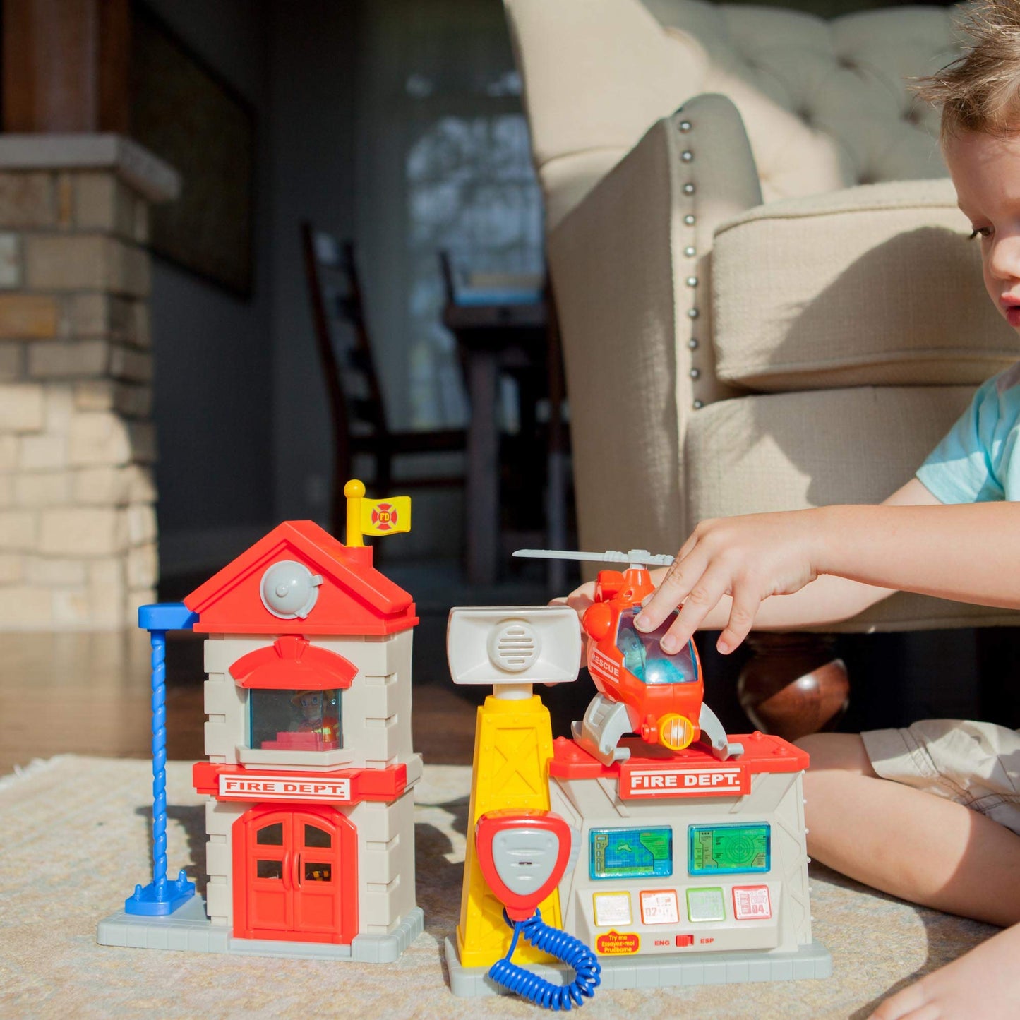 Fat Brain Toys Fire Station Playset - Model FB210 1 - Durable Polypropylene - Engaging Role Play for Kids