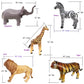 Airniture Inflatable Wildlife Safari Set - 5-PK Realistic Animals (Giraffe 36", Zebra 32", Elephant 19", Lion 24", Tiger 20") - Mult