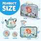 Lajeje 52Pcs Mermaid Tea Party Set for Little Girls, Pretend Tin Teapot Set with Metal Carrying Case, Little Mermaid Princess To