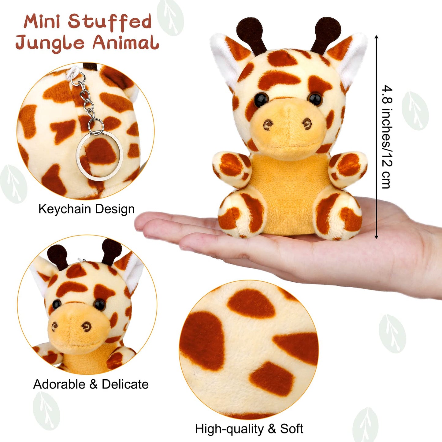 Elcoho 16 Pieces Safari Mini Stuffed Jungle Animal Set Small Stuffed Forest Animal 3.75 Inch Animal Keychain Plush Toys For Animal Themed Parties Kids Birthday(Sitting)