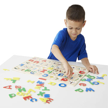Melissa & Doug Upper & Lower Case Alphabet Letters Wooden Puzzle (52 Pcs)
