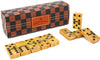 Vovotuzzi Dominos Set For Adults, Thick Domino, Double 6 Dominoes Set For Adults And Kids, 28 Marbleized Gold Tiles In Brown Lea