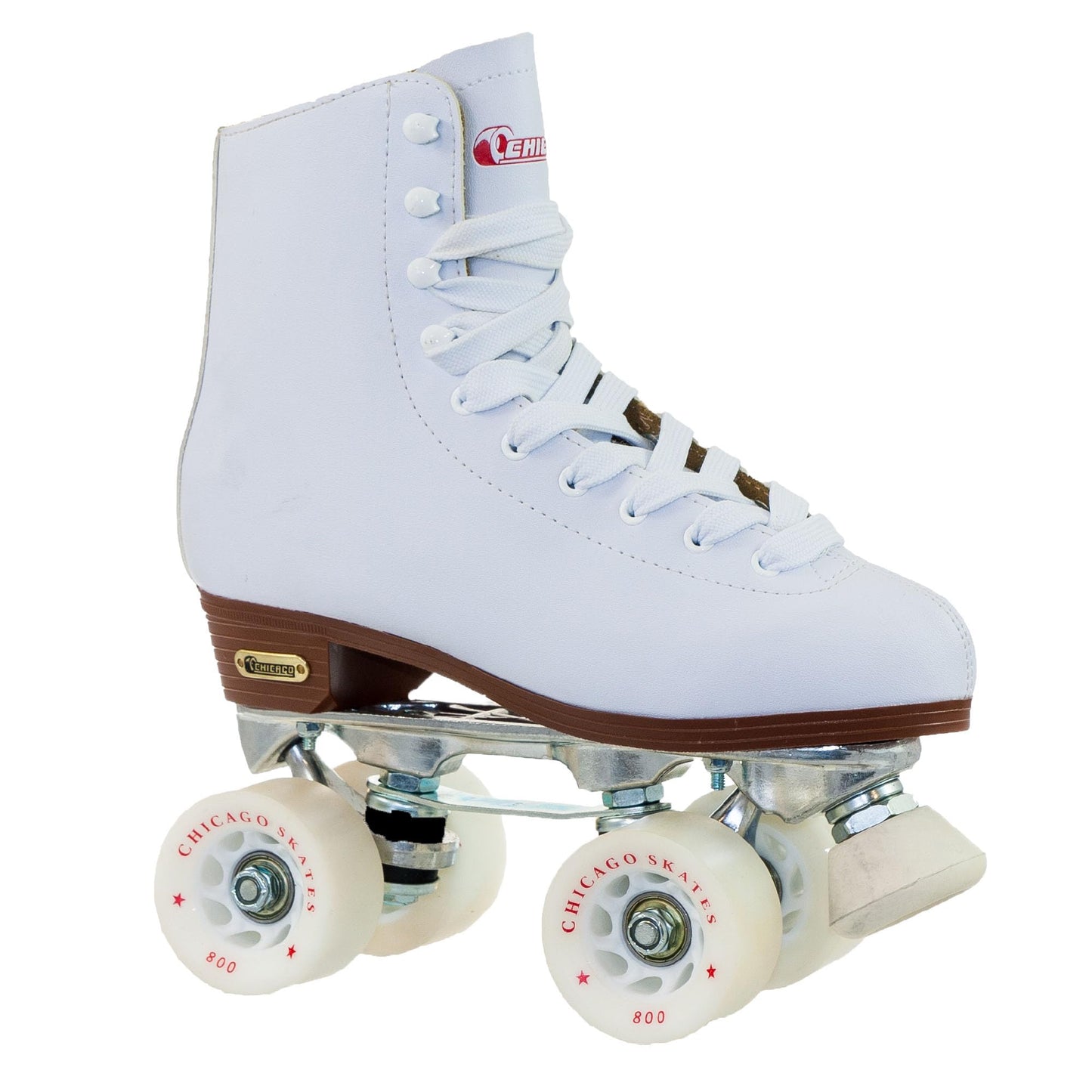 Chicago Skates Women's and Girl's enhanced Leather Lined Rink Roller Skate - Classic White Quad Skates