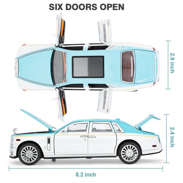 Toy Model Rolls Royce Phantom Car Toy for Boys, 1:22 Diecast Metal Model Pull Back Toy Car Phantom with Sound and Light, Gift To