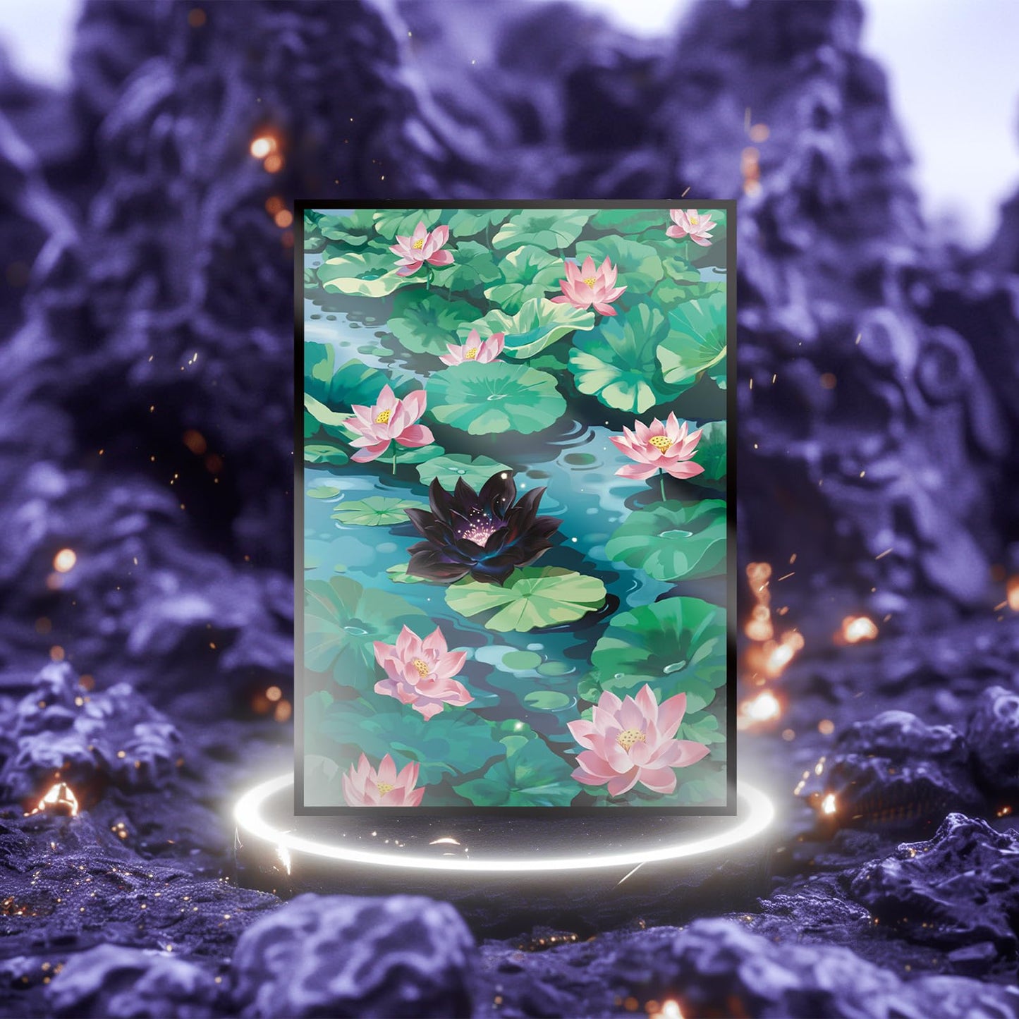 Mtg Card Sleeves 100Ct (Bloomburrow Black Lotus Pool), Matte Art Card Sleeves, Matte Back & Clear Front, 66X92Mm