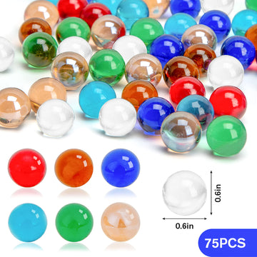 Sallyfashion 75 Pcs Glass Marbles Bulk, Colored Marbles For Vases, Vase Fillers Beads Tank Rocks For Vases Aquarium Decor, 7 Color