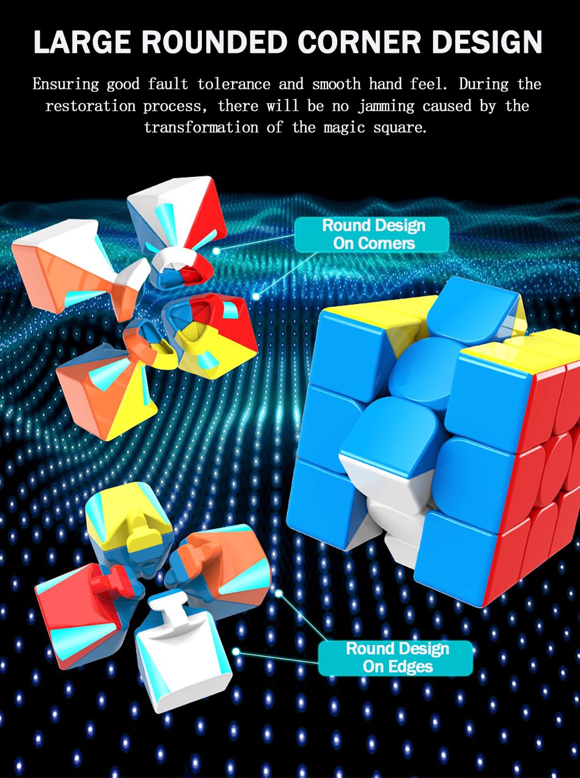 Cfmour 6 Pack 3X3 Speed Cube Set - Moyu Meilong 3C, Stickerless Magic Cubes Bundle 3X3X3- Fast Turning Birthday Party Easter Valentines Day Gifts Puzzle Game Brain Toy For Kids And Adult