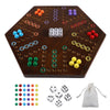 HOROW Wahoo Board Game - Wooden Classic Fast Track Game for 4-6 Players with 30 Marbles, 6 Dice, Small, Flame Color