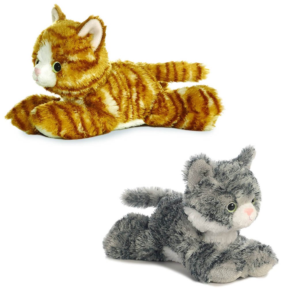 Aurora Molly Orange & Lily Gray 8' Mini Tabby Plush Cat Bundle