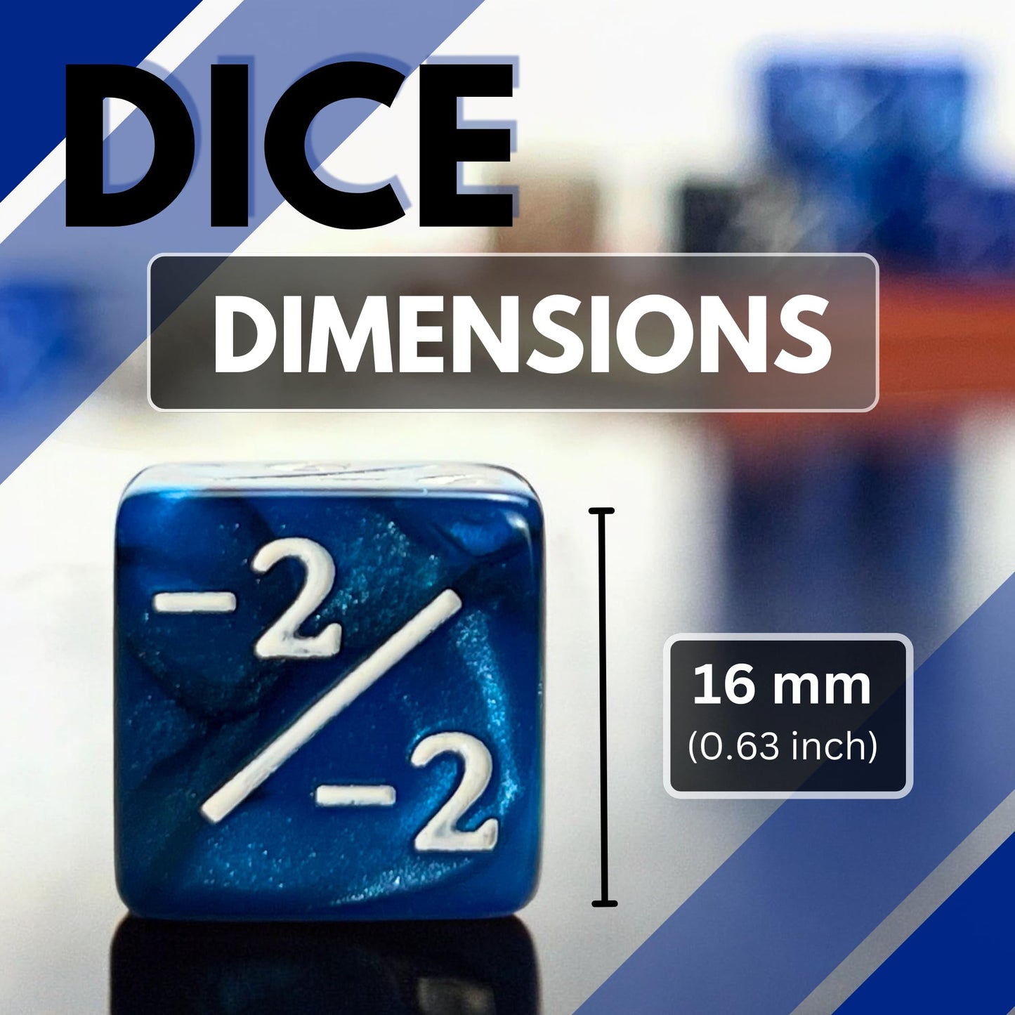 Luck Lab MTG Magic Life Counter Dice, 48 PCS - Compatible w/Magic Card Game Accessories, CCG Creature Stats w/ 2 Dice Bags (Blue