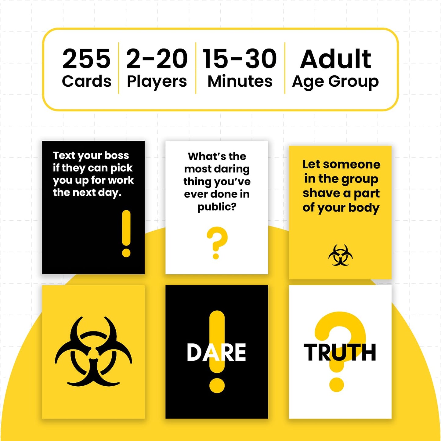 MY HERO CARDS Truth or Dare & Consequences Card Game – 250+ Adult Cards for Bachelorette Parties, Family Fun, and Game Nights