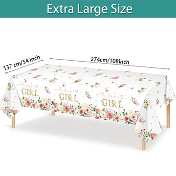 Pajean Floral Baby Shower Supplies Its a Girl Baby Shower Party Tablecloths Girls Flowers Table Cover for Kids Baby Girls Showe