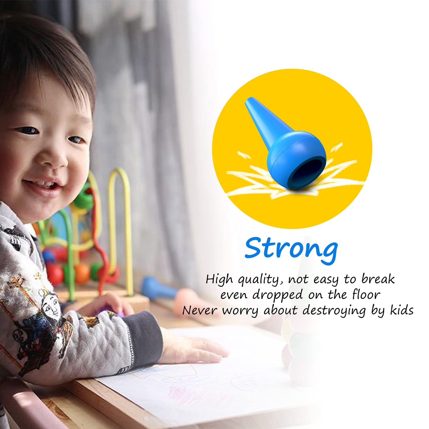 Gibot 12 Colors Toddler Crayons - Safe Palm Grip, Stackable, 12 Count, Paraffin, Model QC002