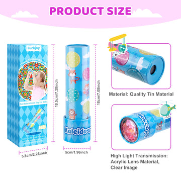 Luckjoy Classic Tin Kaleidoscope, Kids Educational Kaleidoscope Toy With Metal Body, Birthday Gift For Boys And Girls (Cartoon S