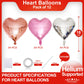 Rose Gold Heart Shaped Balloons Pack Of 12,18 Inch Silver Love Valentine Balloons Pink Heart Romantic Balloons For Valentines Da