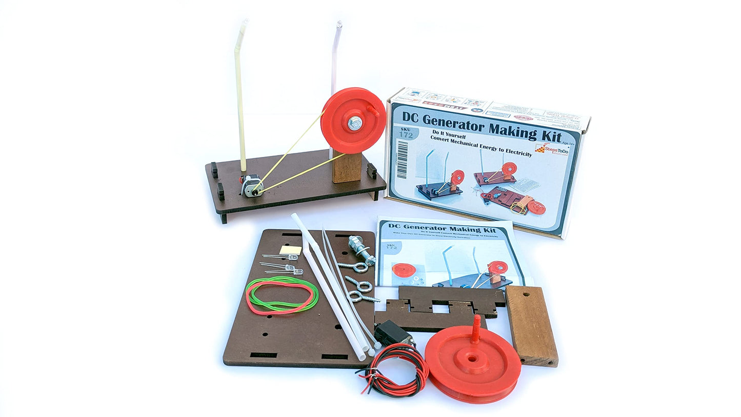 Stepstodo Dc Generator Making Kit. Teacher Aid. Do It Yourself. Energy Conversion Kit. Convert Mechanical Energy Into Electricit
