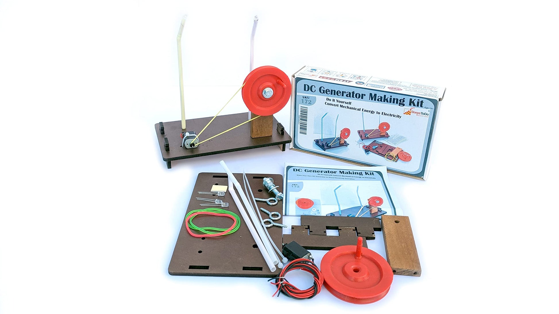 Stepstodo Dc Generator Making Kit. Teacher Aid. Do It Yourself. Energy Conversion Kit. Convert Mechanical Energy Into Electricit