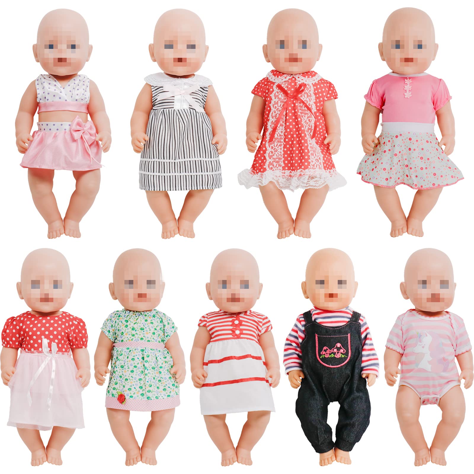 Sotogo 9 Sets Doll Clothes Outfits For 14 To 17 Inch New Born Baby Doll, 15 Inch Baby Doll And American 18 Inch Doll Clothes And