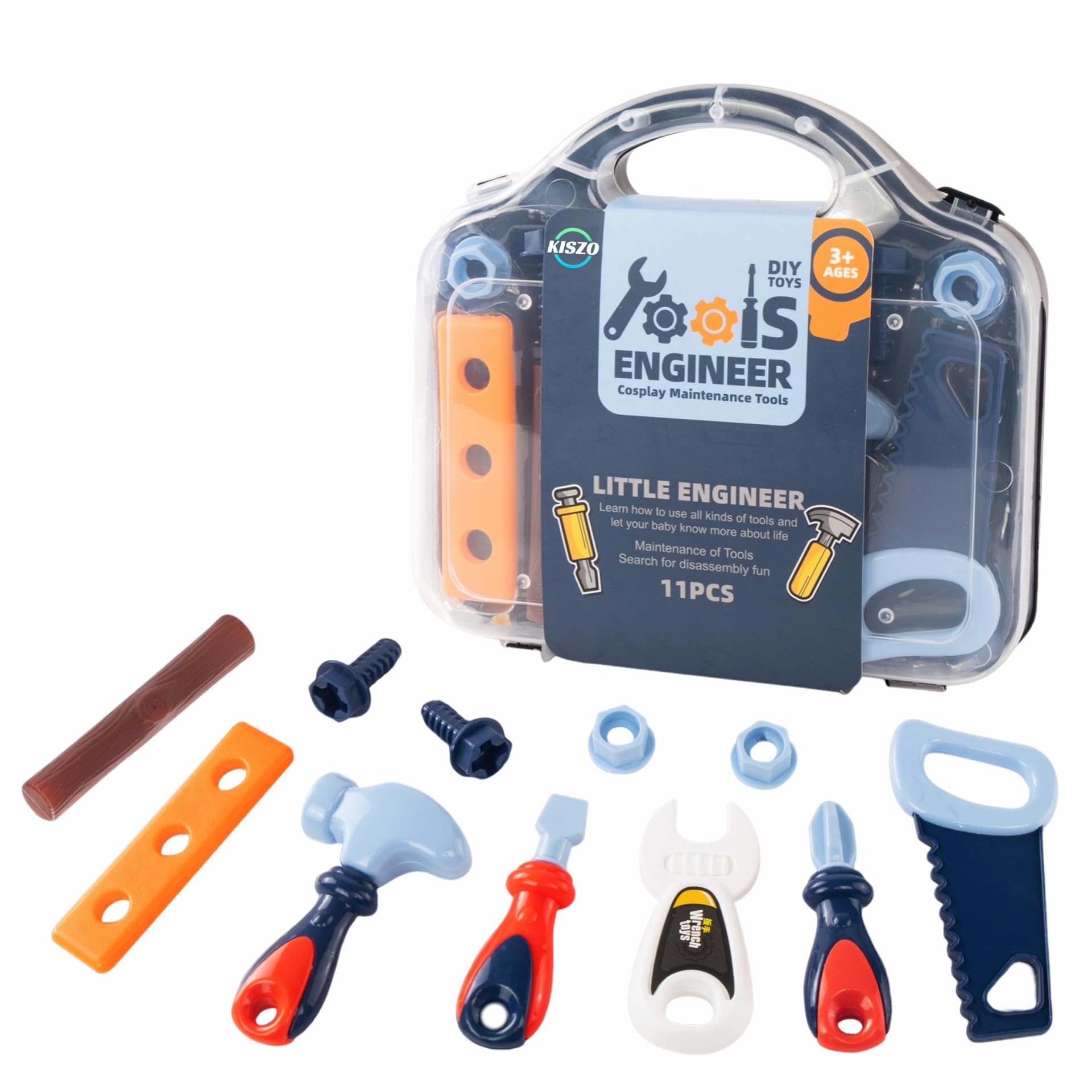 Kiszo Toddler Tool Set - 11 pc Kids Tool Set with Box, Pretend Play Toys for Kids Ages 3-6, Perfect for Christmas & Birthday Gif