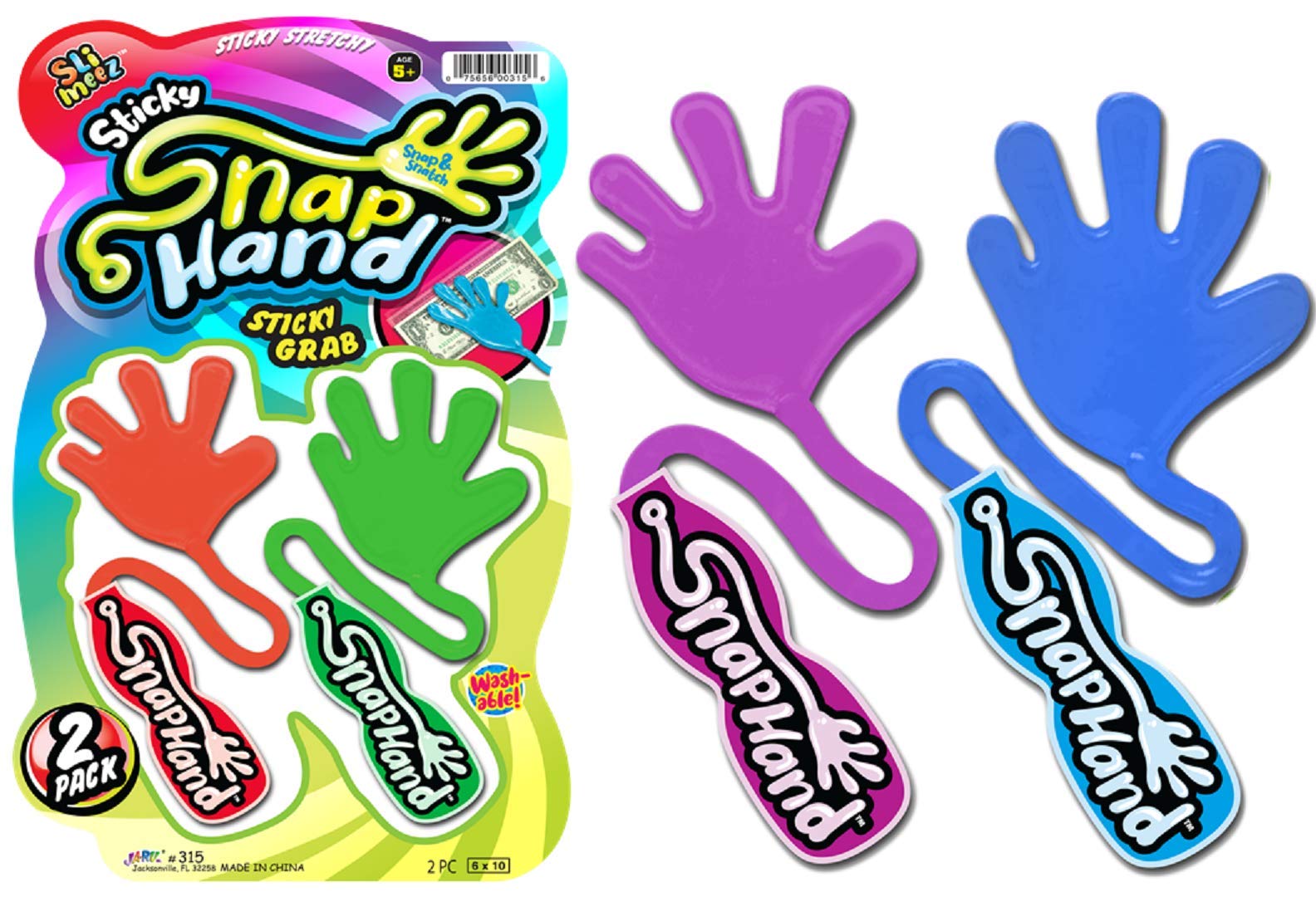Ja-Ru Super Stretchy Sticky Hand Fidget Toy (1 Pack, 2 Sticky Hands) Sticky Slap Hand For Kids & Adults. Bulk Party Favors Goodie Bag Birthday Gifts Easter Basket Stuffers Classroom Prizes. 315-1
