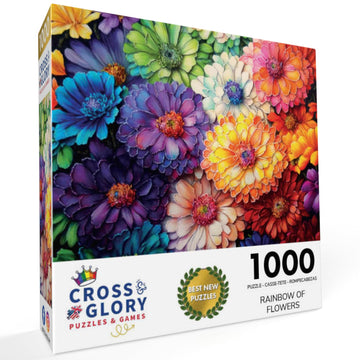Cross & Glory Puzzles: Rainbow of Flowers 1000 Piece mature-themed Jigsaw Puzzle: Stunningly Vibrant Colors  Challenging Brain Exercise  for Puzzle Lovers!
