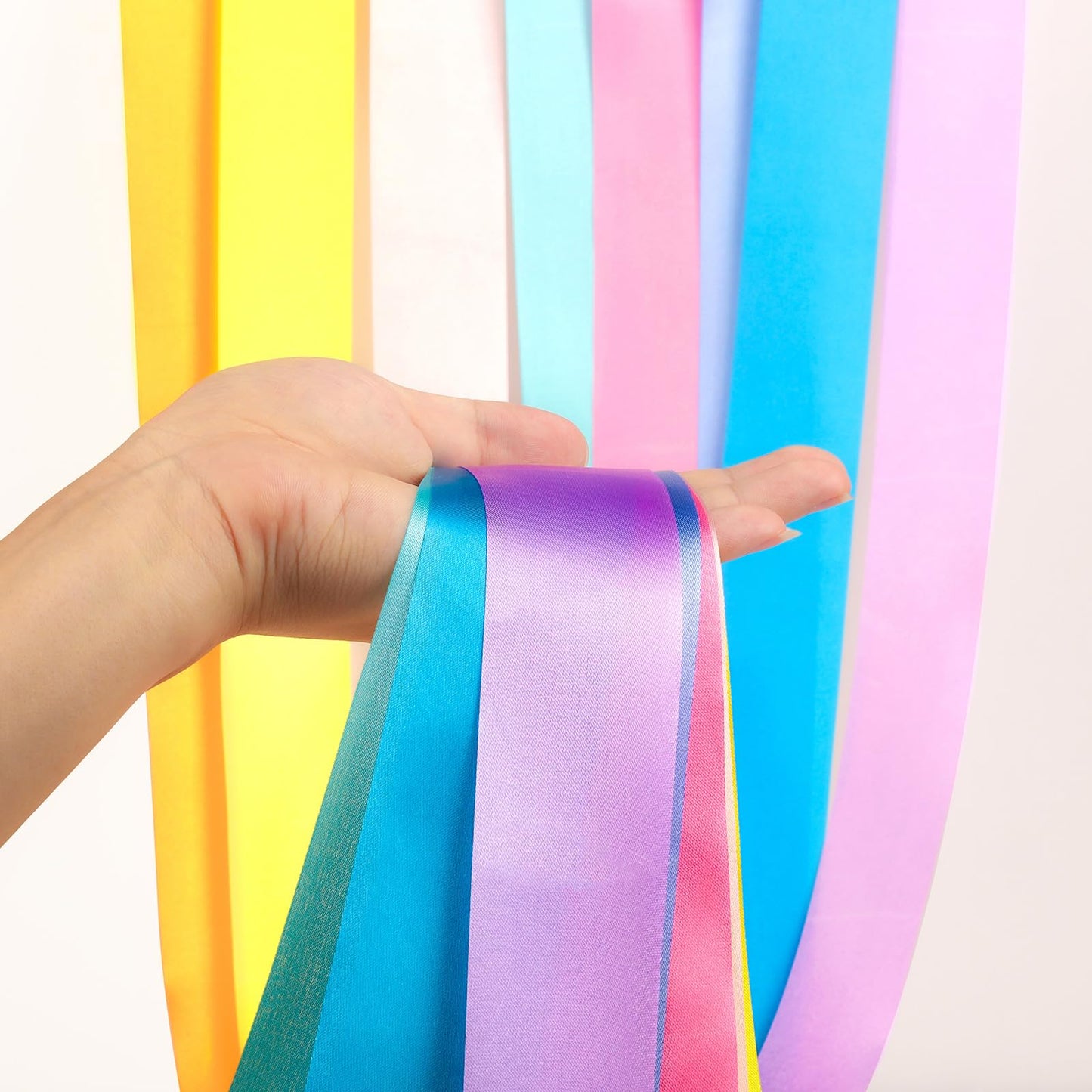 Hiunicorn 24Pcs Pastel Rainbow Gymnastics Dance Ribbons Party Favors Decorations For Kids, Aesthetic Loot Bag Stuffers For Girls Unicorn Princess Carousel Ice-Cream Butterfly Birthday Party
