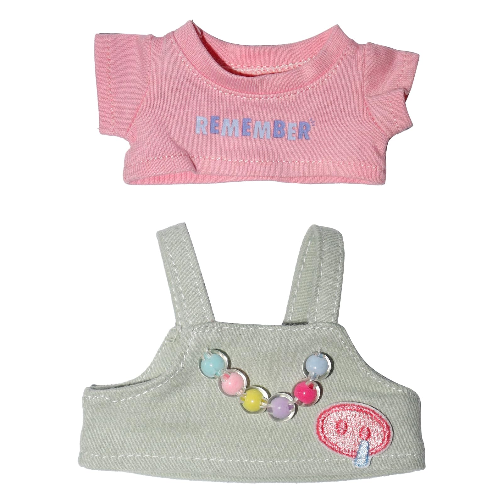 17Cm Doll Clothes, 17Cm Clothes Skirt Set, 2 Piece Colorful T-Shirt+ With Overalls Or Skirt Outfit Premium Fashion Cute Doll Acc