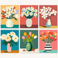 Bougimal 6 Pack Paint by Numbers Kit for Beginners, 11 W x 14 L Flower Vase 3 DIY Acrylic Paint Set on Canvas Without Frame in B