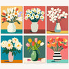 Bougimal 6 Pack Paint by Numbers Kit for Beginners, 11 W x 14 L Flower Vase 3 DIY Acrylic Paint Set on Canvas Without Frame in B