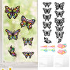 ZEELONA 24 Pack Butterfly Crafts Kit Stained Glass Effect Tissue Paper Suncatchers DIY Spring Ornaments Window Clings Stickers A