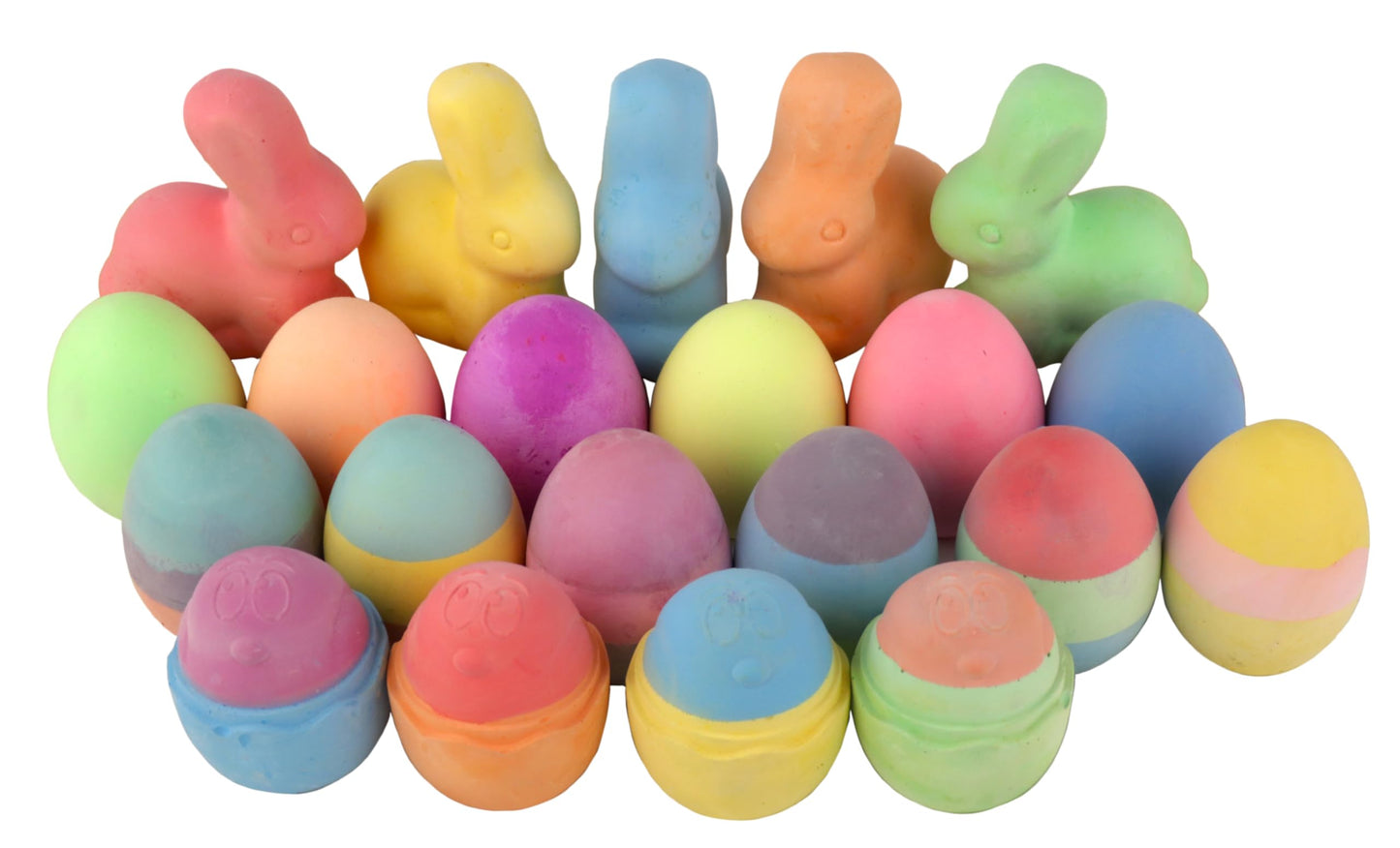 Kid Made Modern Ultimate Sidewalk Spring Chalk Bundle - 6 Neon, 6 Colored, 4 Lil Yolkers Eggs & 5 Bunny Chalks - Dustless, Washa