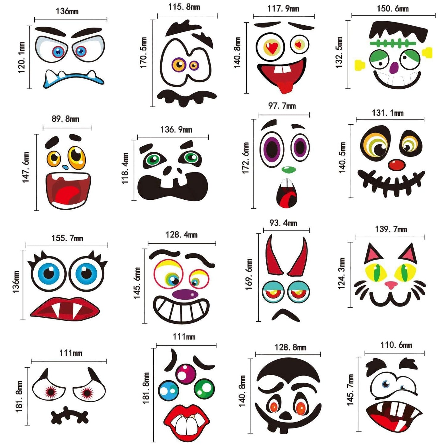 DECYOOL Halloween Pumpkin Decorating Stickers - 46 Pieces, Multicolor, Paper, Includes 30 Small Face Stickers for Kids, DIY Treats Party Favors